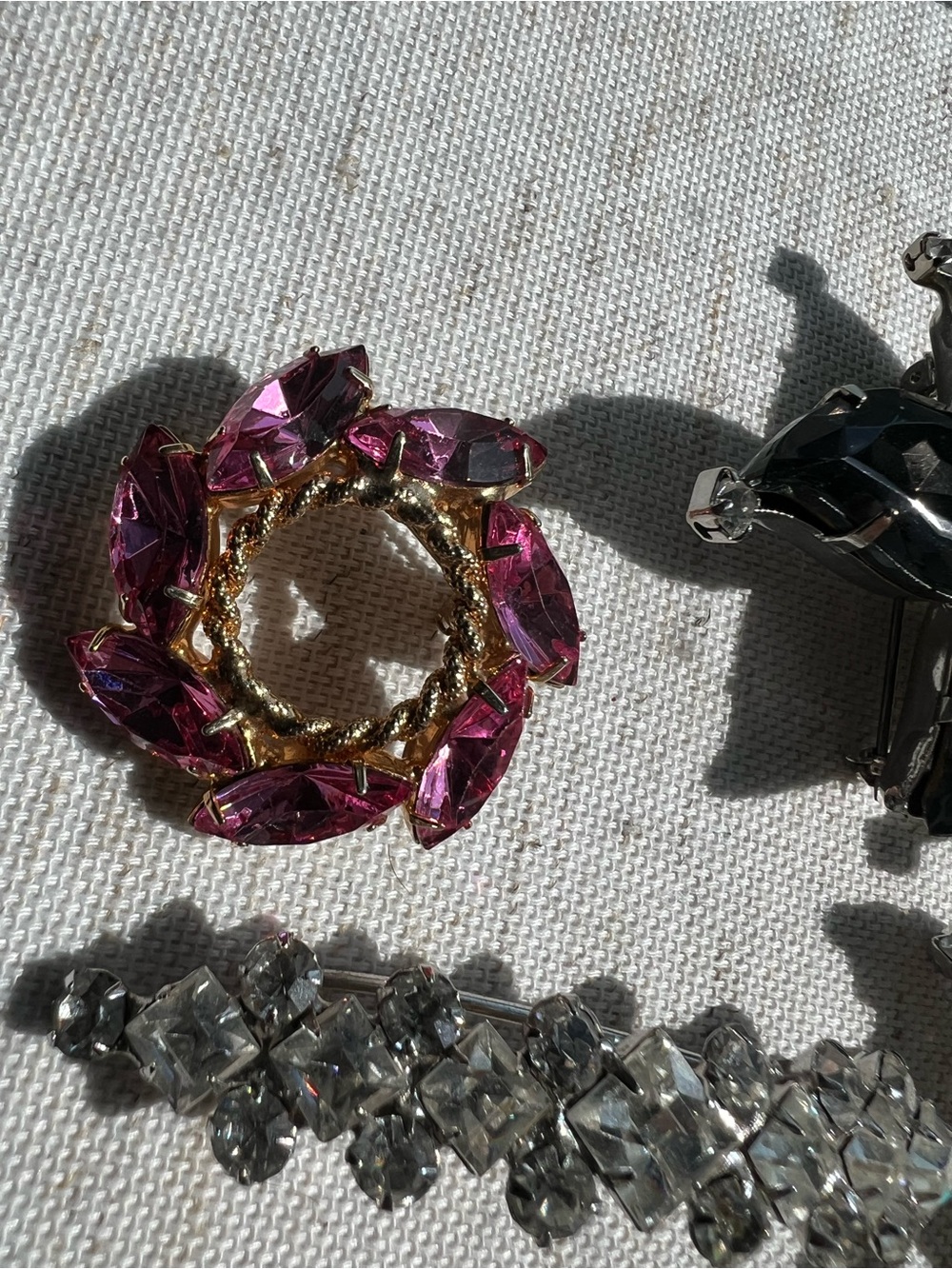 Assorted Women's Rhinestone Brooch Set - Pink, Black, Gold, Silver Tone - Picture 6 of 15
